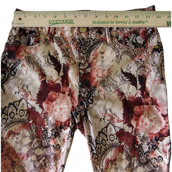 Chico's Floral Lace Print Stretch Ankle Leg Mid-rise Pants Size XS/0 Women's - Picture 7 of 10